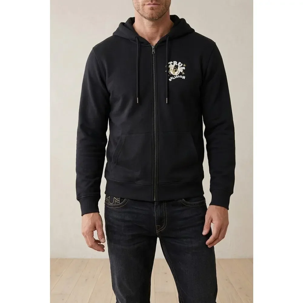 True Religion Hoodie Men's Medium Buddha Jet Black